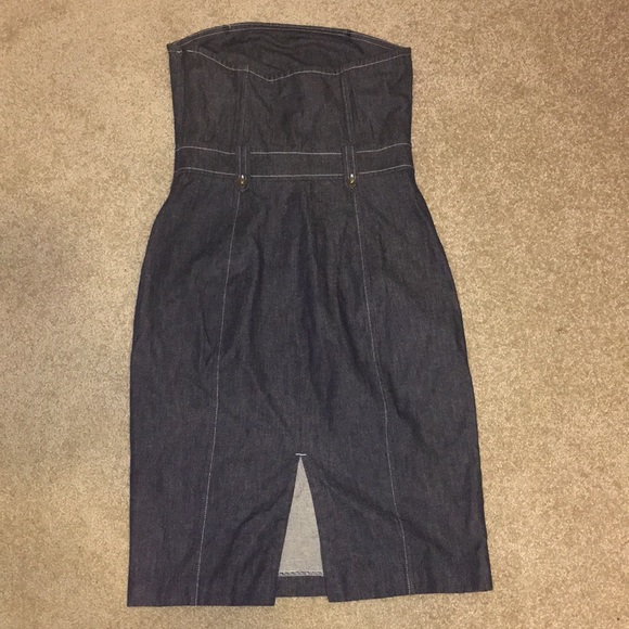 Express Denim Strapless Dress - Picture 2 of 6